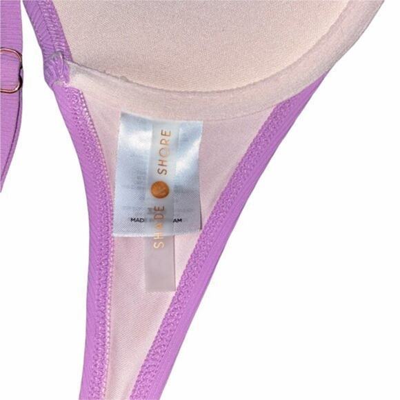 Shade & Shore Lavender Scalloped Ruffle Swim Bikini Top Women's Size 32B - Picture 8 of 9